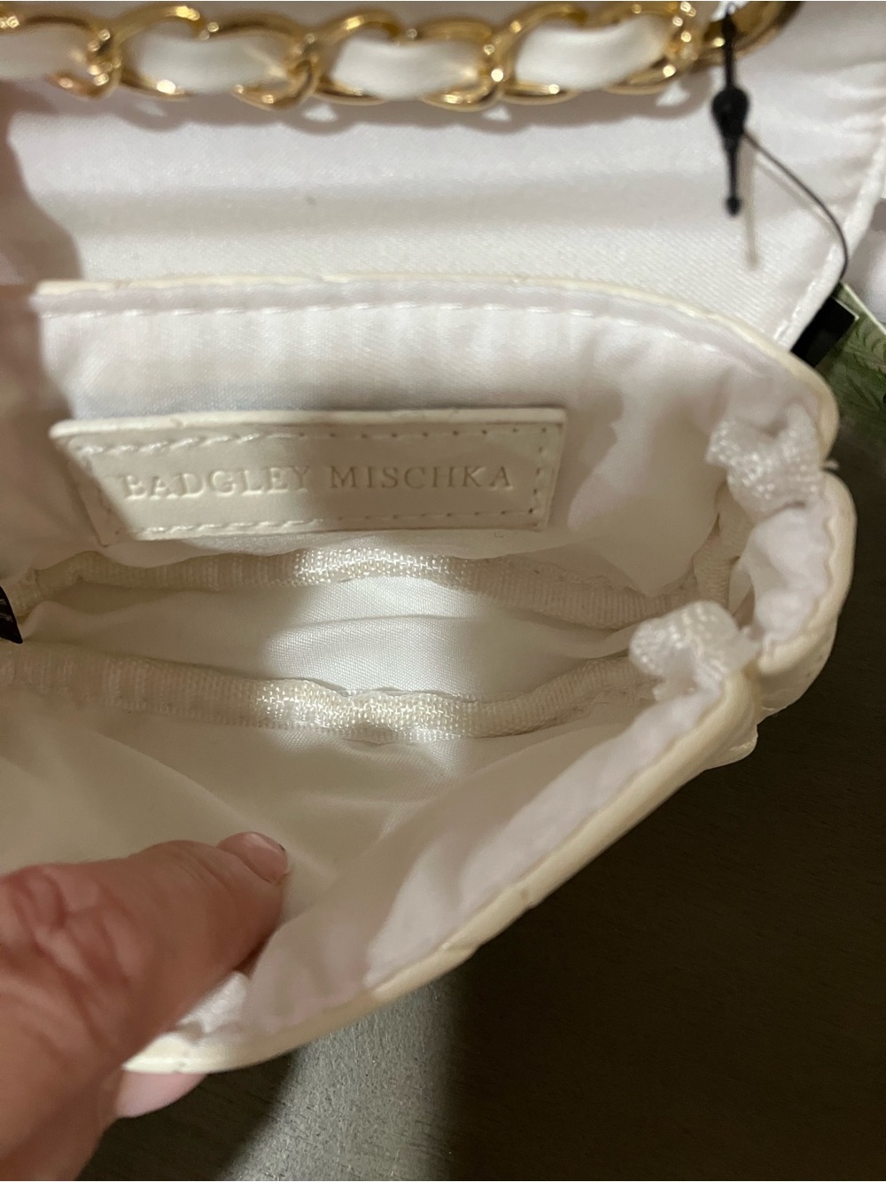 Badgley Mischka Quilted Mini Bag in Cream with Gold Hardware’s - Picture 6 of 6